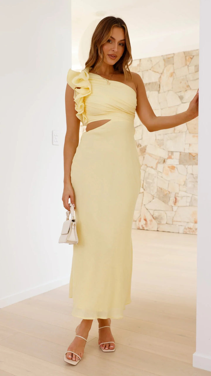 Blavor | One-Shoulder Cutout Maxi Dress
