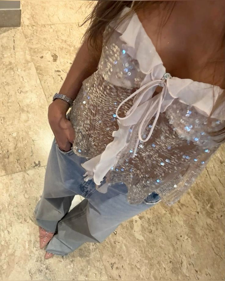 Clarissa | Sequin Halter Top