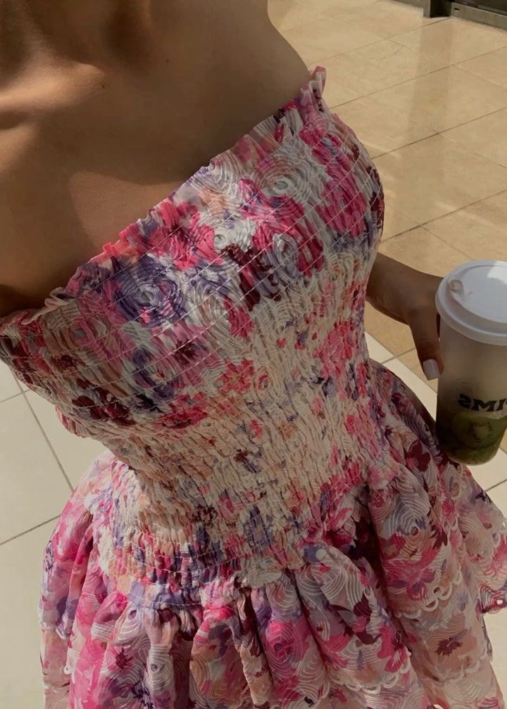 Cecilia | Strapless Floral Dress