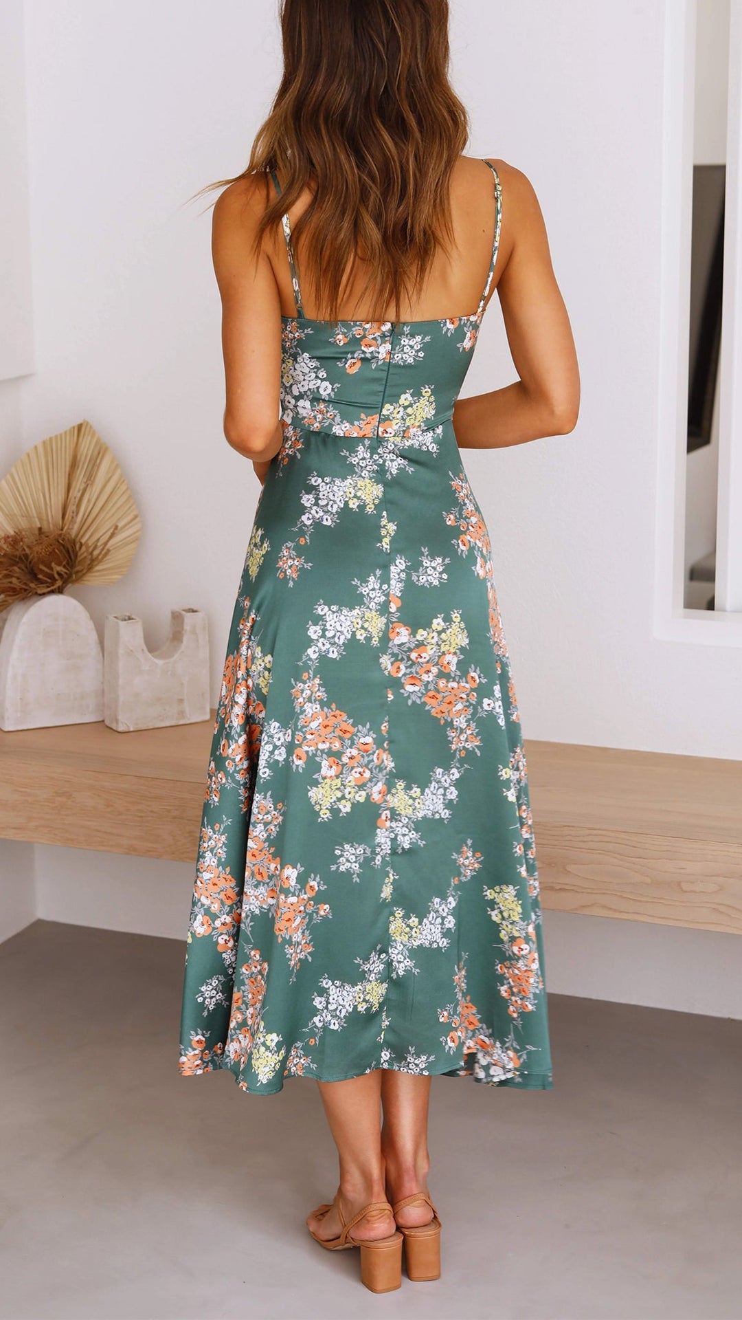 Myla | Satin Floral Split Midi Dress