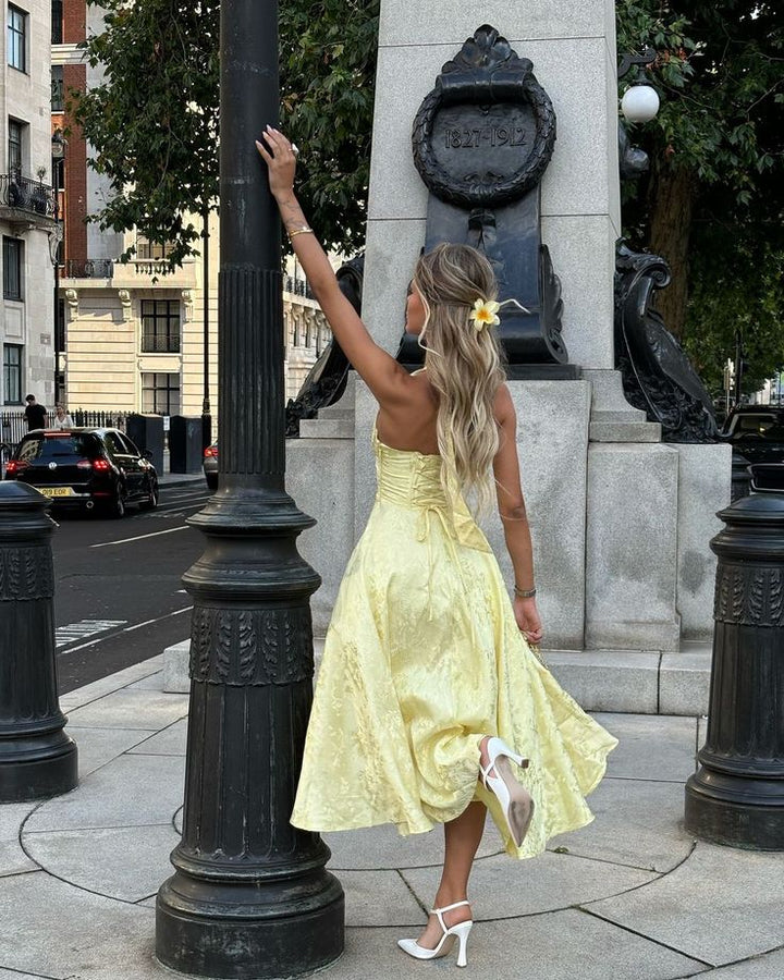 Esmeralda | Halter Sleeveless Midi Dress